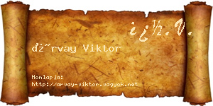 Árvay Viktor névjegykártya